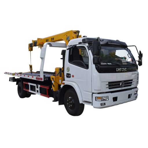 Dongfeng 5 ton flatbed tow truck mounted crane