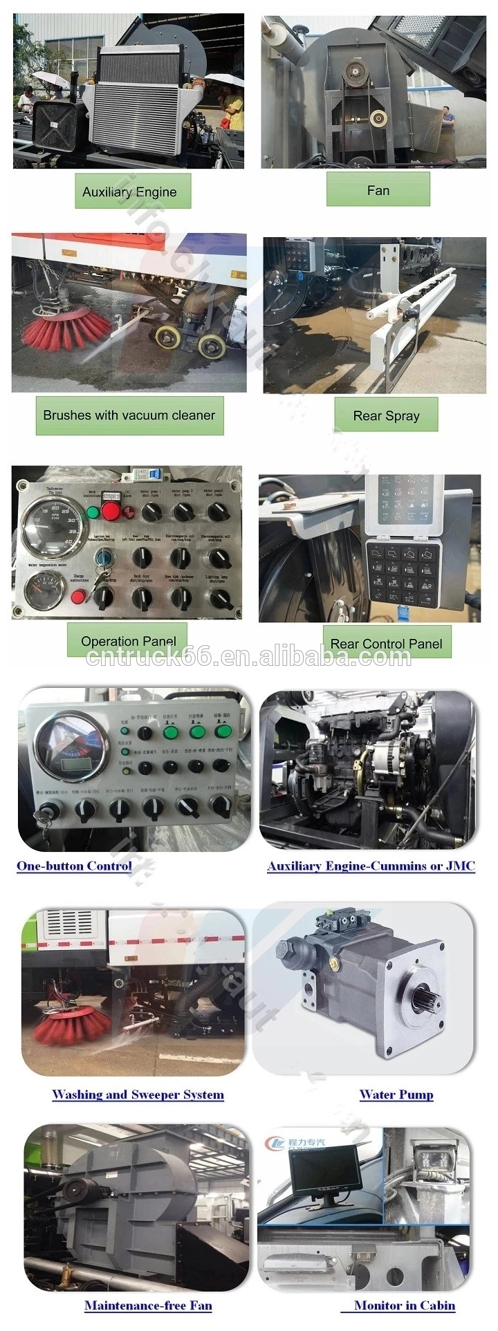 Components of road sweeper truck