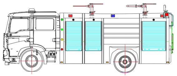 Dry powder fire truck Bodywork structure