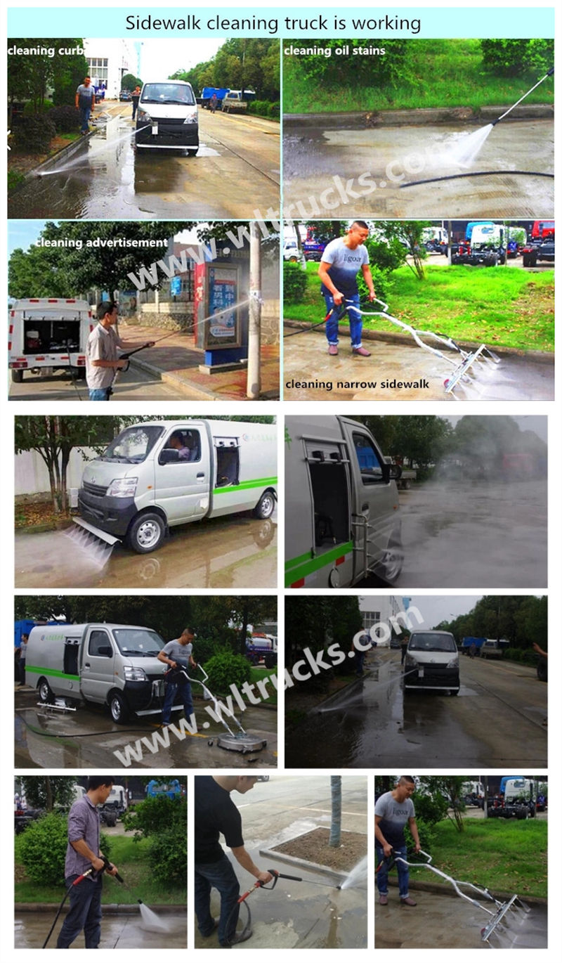 High pressure washing truck working photos