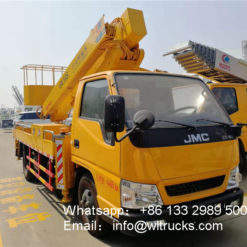 Straight arm aerial platform truck