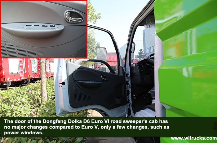 The door of the Dongfeng Dolka D6 Eruo VI sweeper’s cab