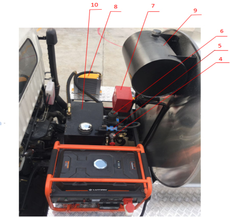 tructure diagram of heating device for asphalt sprayer