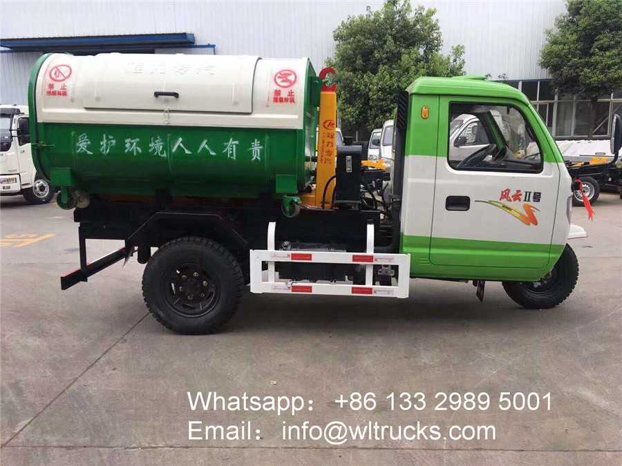 3 wheel 3m3 hook arm garbage truck