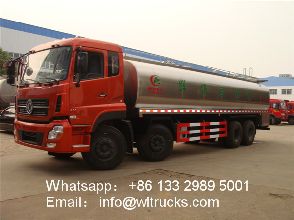8X4 Dongfeng 25 ton to 30 ton stainless steel milk/beer tank truck