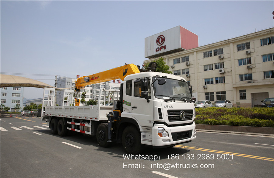 8x4 Dongfeng 16 ton straight arm truck mounted crane with hydraulic ladder