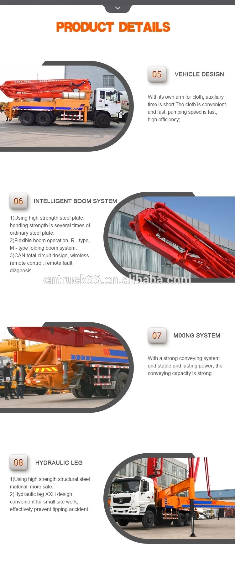 Concrete pumping truck Product Display