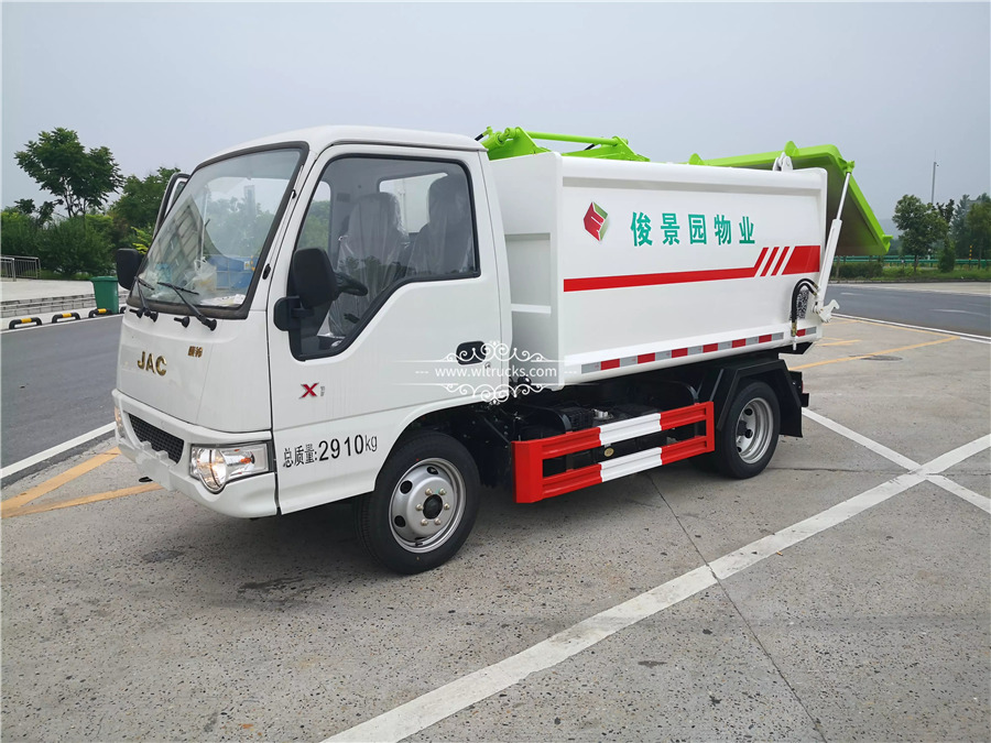 JAC 4m3 gasoline engine hanging bucket garbage truck