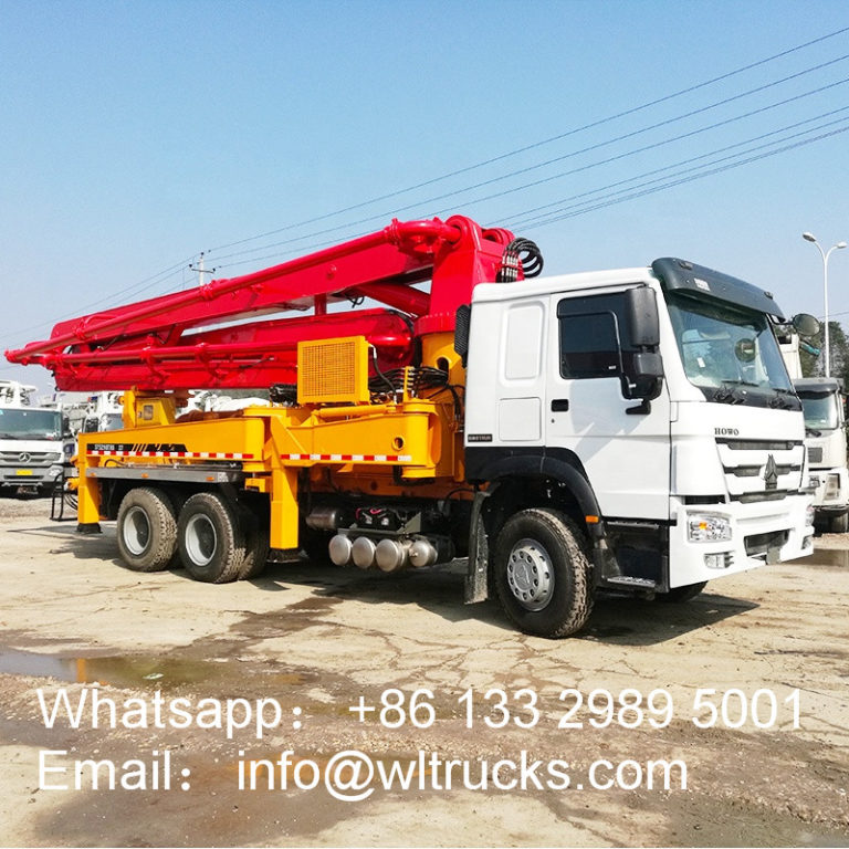 6x4 Sinotruk Howo 35m telescopic boom concrete pump truck fuel truck