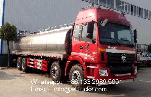8X4 Foton Auman 25000L to 30000L milk preservation tank truck