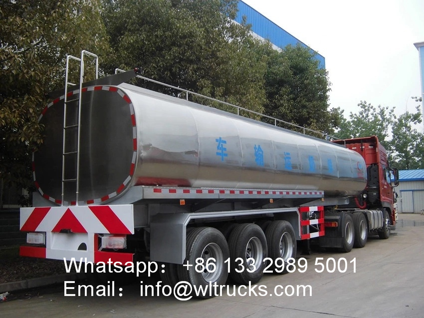 3 Axle stainless steel 45 ton fresh milk transporting trailer