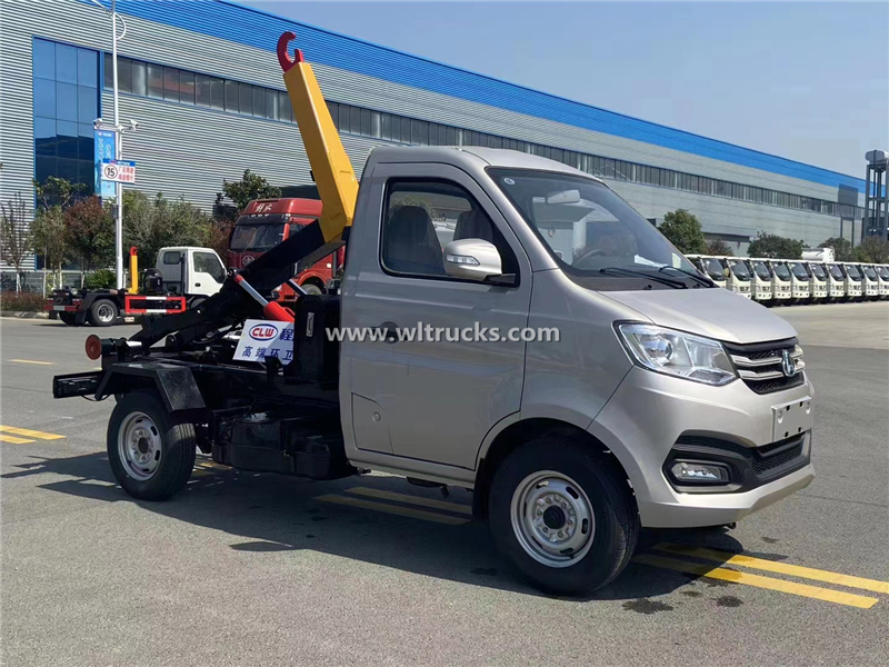 Changan mini 3cbm hook arm garbage truck