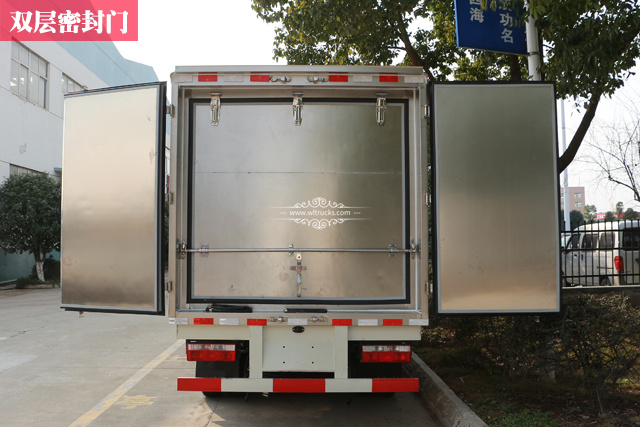 Double stainless steel back door of medical waste transfer truck