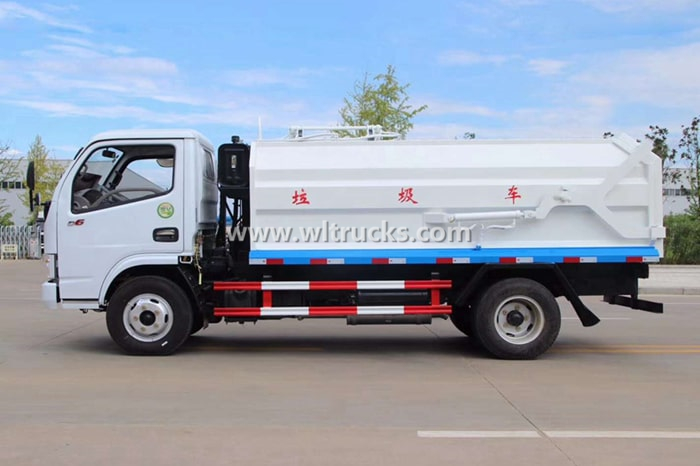 Dongfeng 5m3 Side loader lifting garbage compactor truck left picture