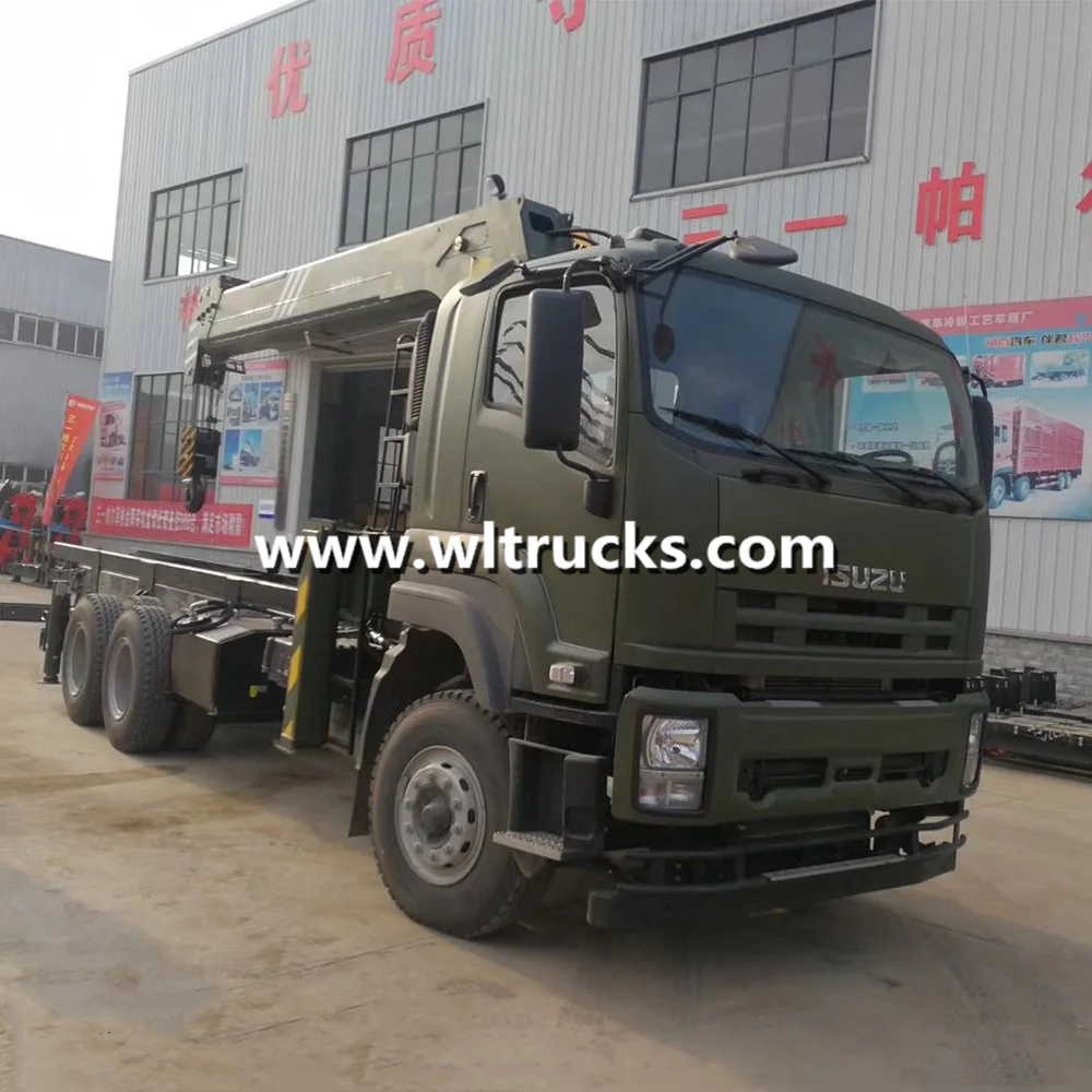 Isuzu 6x4 Heavy Duty 12t mobile Sany Palfinger Stiff Straight arm crane Truck