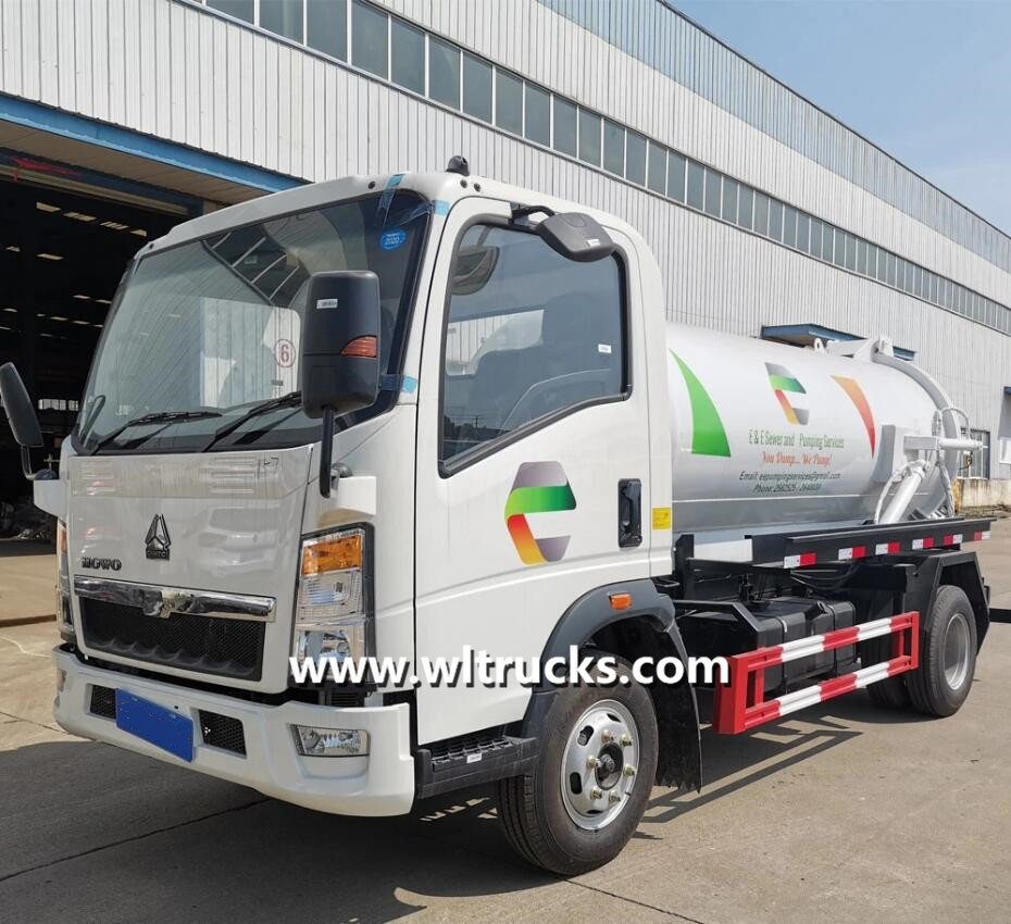 Sinotruk Howo 5m3 sewer vacuum sewage suction tanker truck