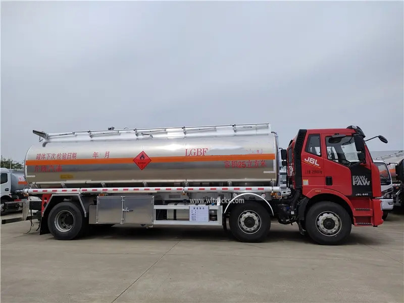 6x2 FAW 25000 liters aluminium fuel tanker truck