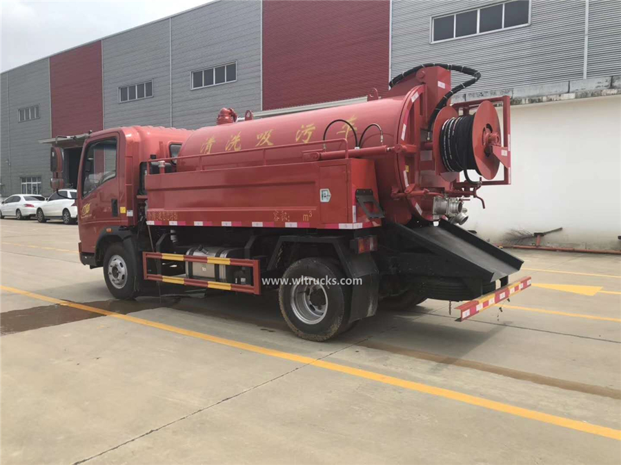 Howo 5000 liters cleaning and sewage suction combined jetting truck