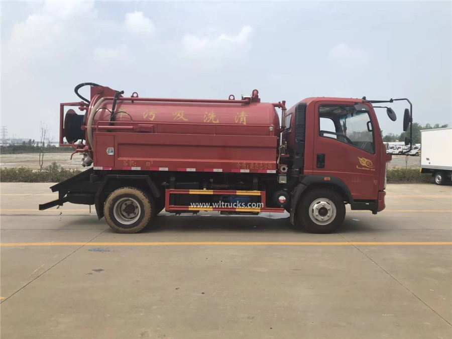 Howo 5000L cleaning and sewage suction truck
