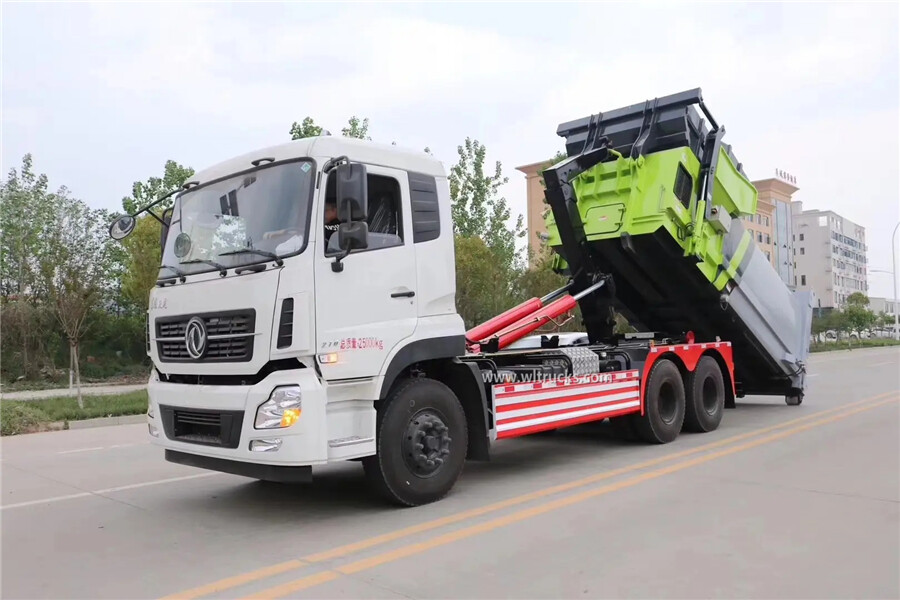 10 tire Dongfeng kinland 16-18m3 detachable bulk container garbage truck