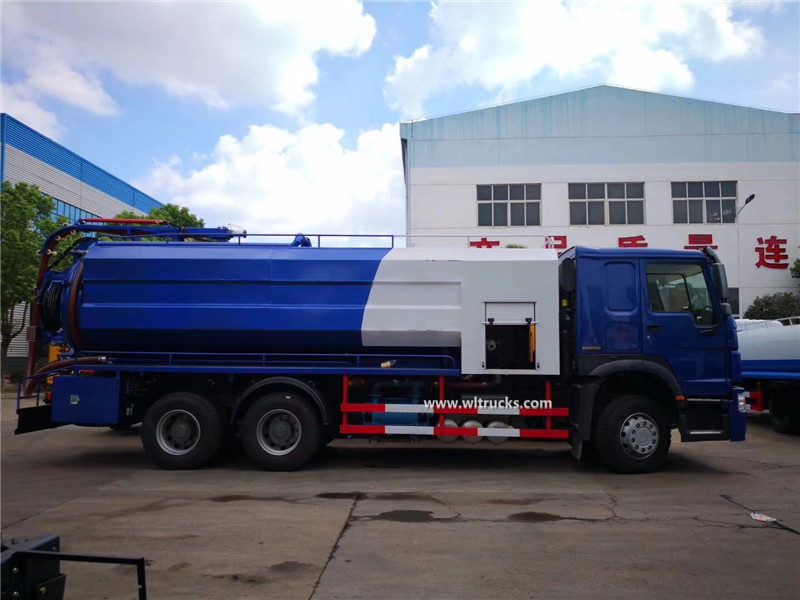 10 tire Sinotruk HOWO 20000L sewage vacuum jetting truck