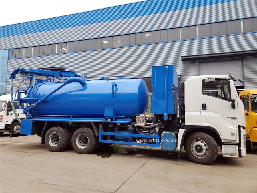 10 tires ISUZU GIGA 20000 liters combined sewer jetting vacuum tanker truck