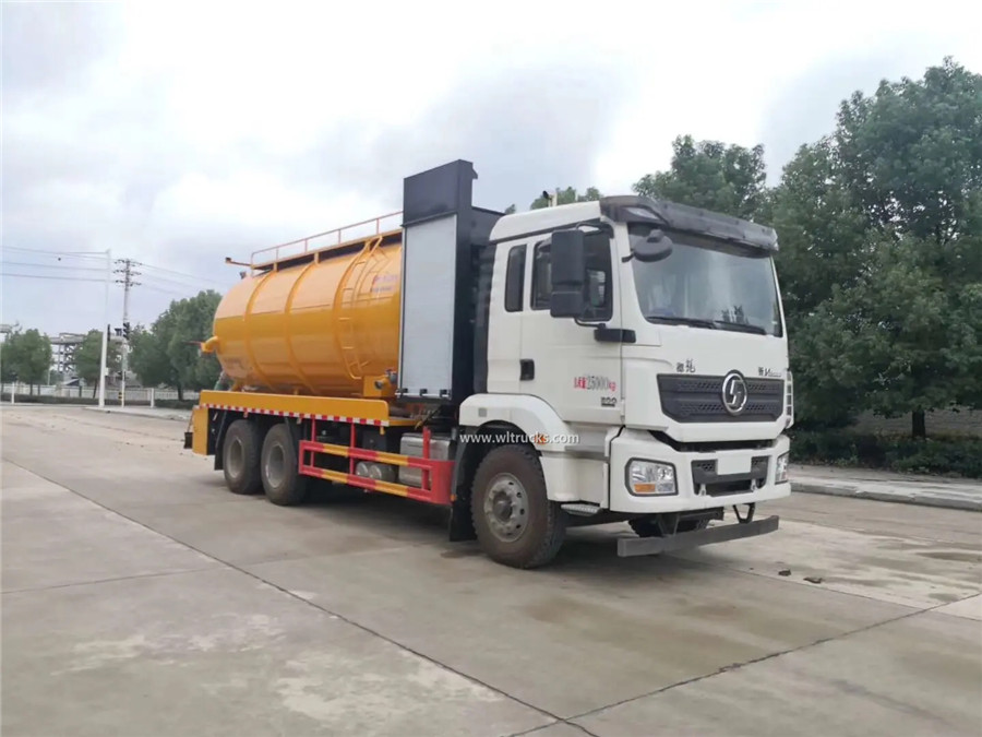 10 tyre Shacman 20m3 combined sewer jetting vacuum tanker truck