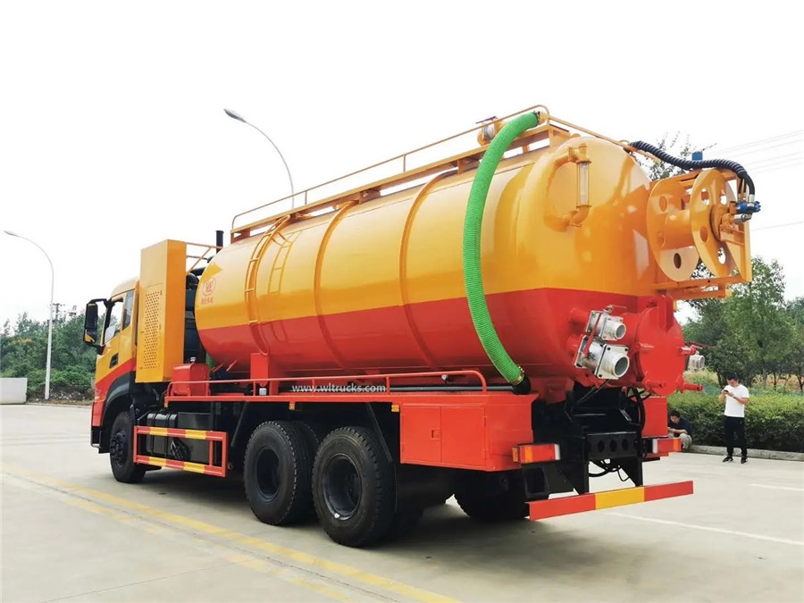 10 wheel Dongfeng kinland 20 ton combined sewer jetting vacuum tanker truck