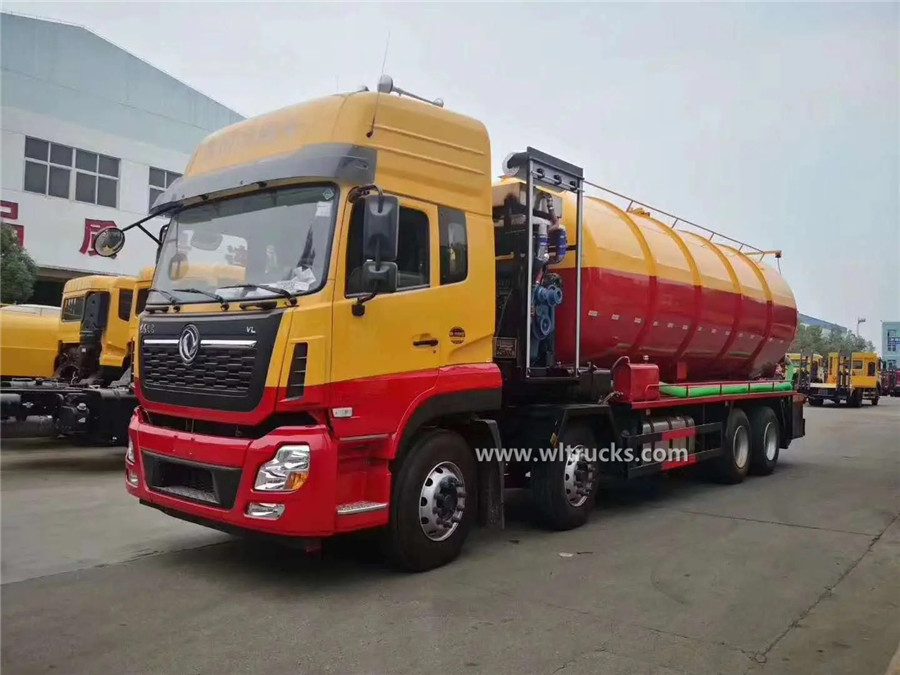 12 tire Dongfeng kinland 30 ton sewage vacuum jetting truck