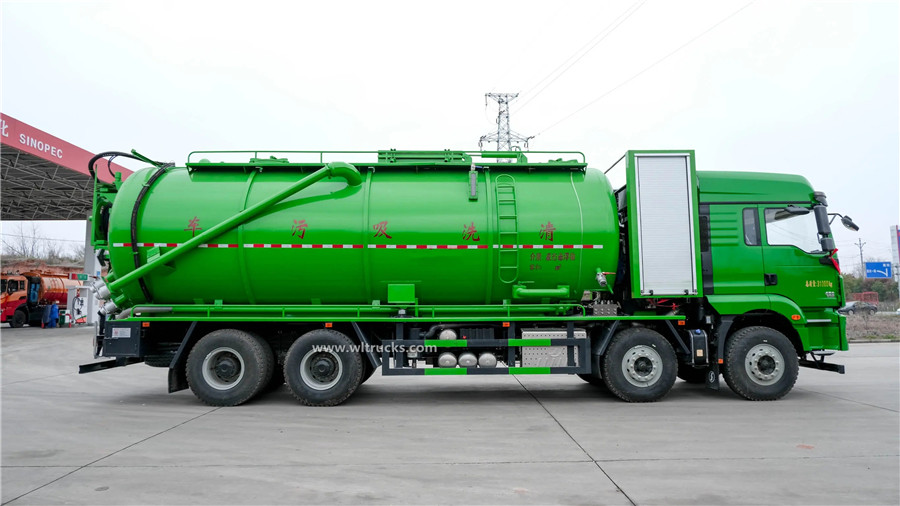 12 tyre Shacman 30CBM combined sewer jetting vacuum tanker truck