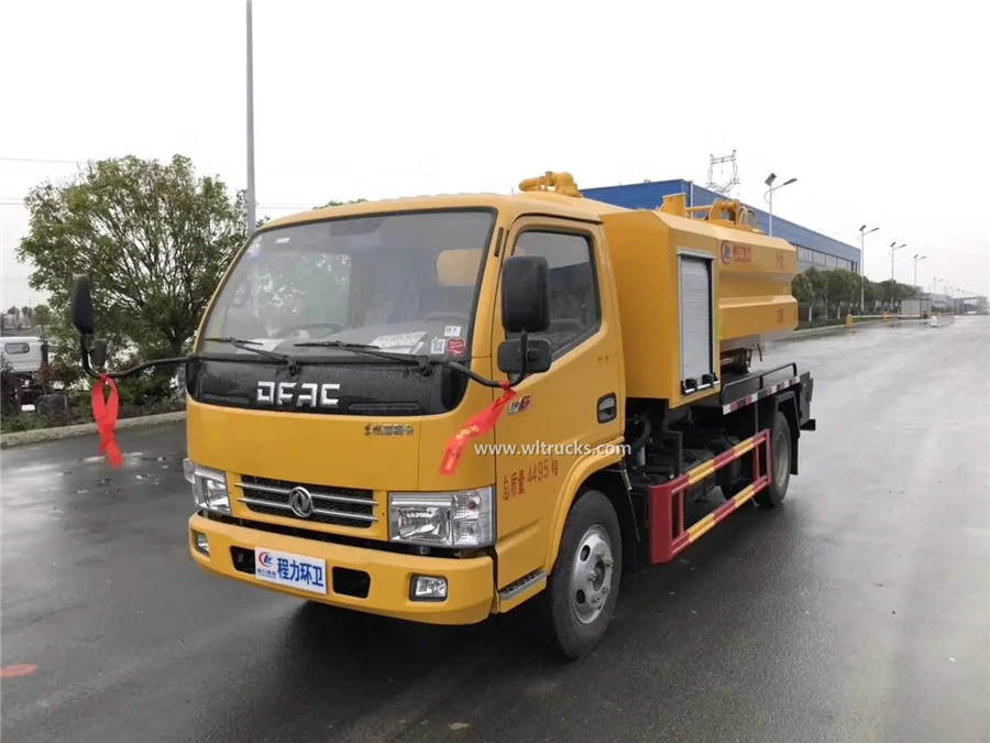 6 wheel Dongfeng 5cbm sewage vacuum jetting truck