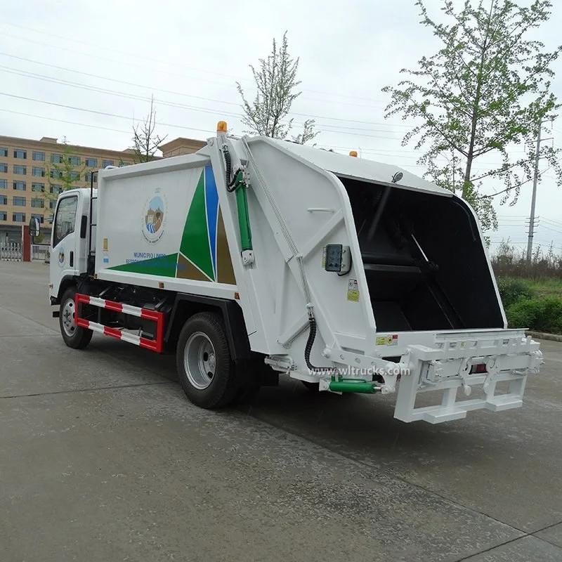 6 wheel ISUZU ELF 8 cubic meters compactor trash collection truck