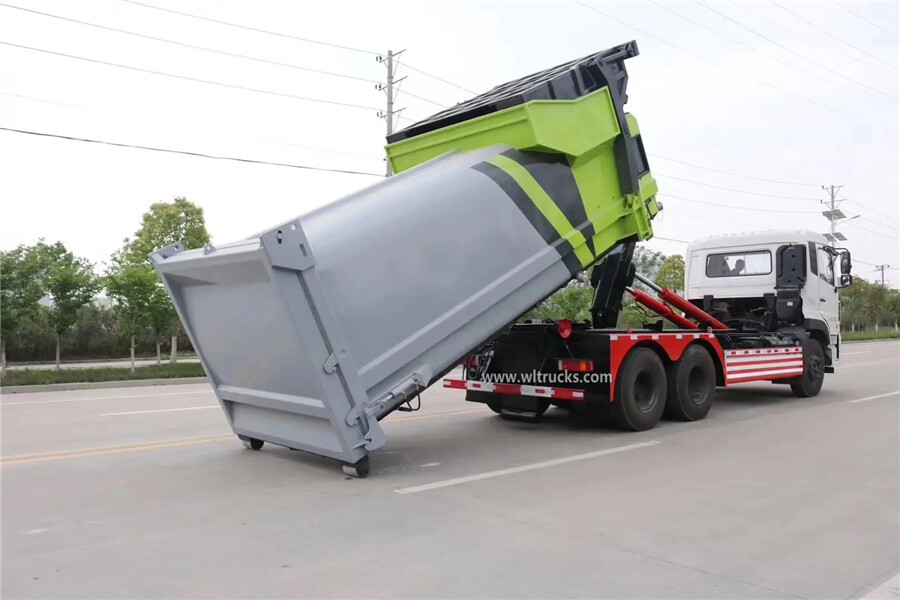 6x4 Dongfeng kinland 16000-18000L hook lift garbage truck