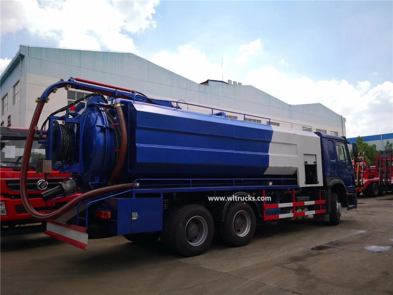 6x4 Sinotruk HOWO 20m3 combined sewer jetting vacuum tanker truck