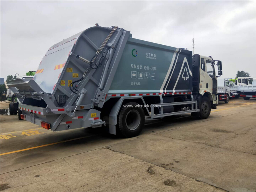 FAW 10-14 cubic  meters compactor waste collection truck