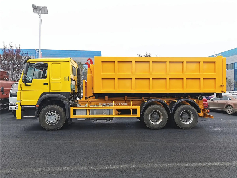 10 tyre HOWO 16-18cbm hook arm lifting garbage truck