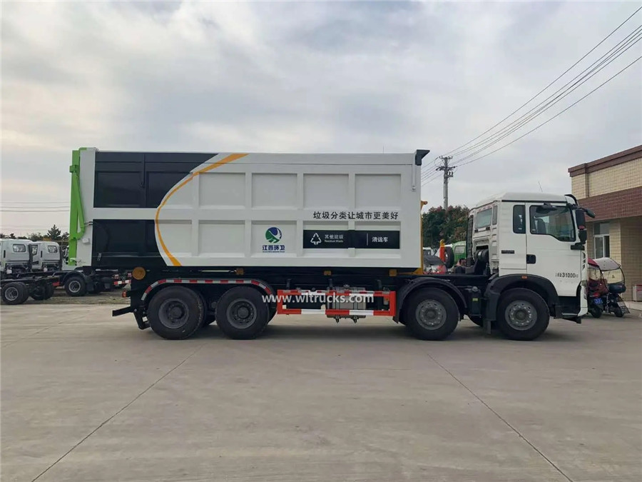 12 tyre Sinotruk Howo 25cubic meters detachable bulk container garbage truck