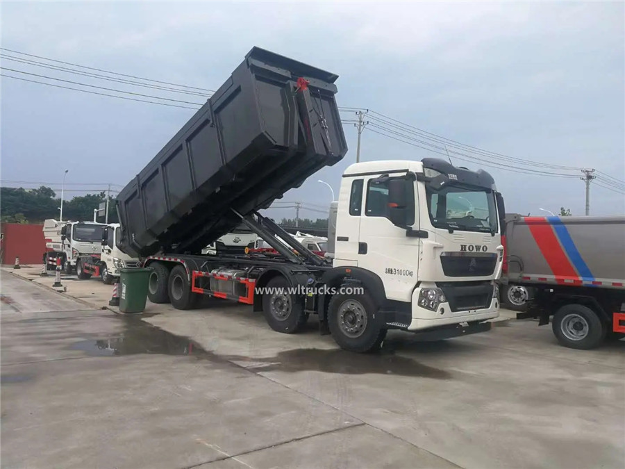 12 wheel Sinotruk Howo 25cbm hook lift dump truck