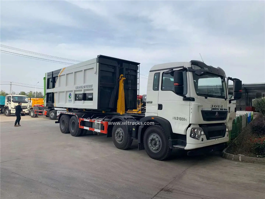 8x4 Sinotruk Howo 25 ton hook lift garbage truck