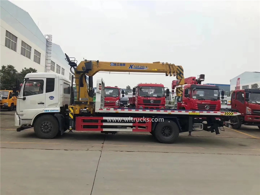 Dongfeng Kinrun 6-8t flat wrecker tow truck mounted crane