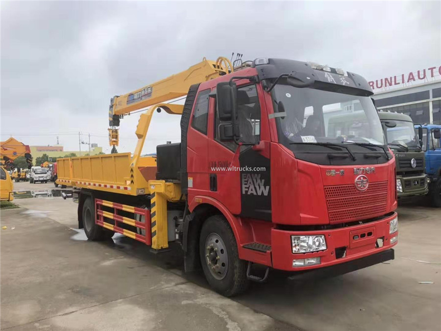 FAW 6-8 ton medium duty recovery truck with crane
