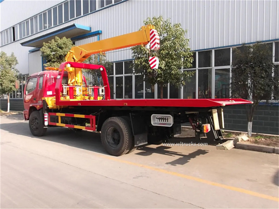 Forland 5 ton flat slide bed tow truck mounted crane