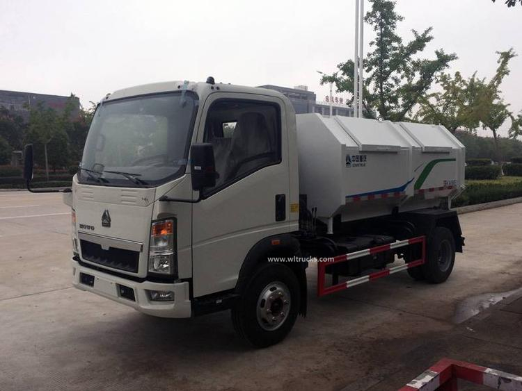 Howo 5 ton detachable bulk container garbage truck