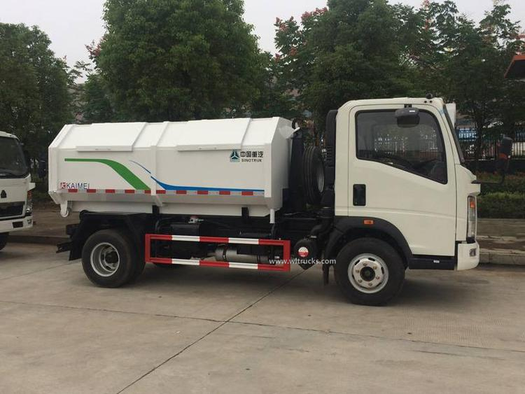 Howo 5m3 hook arm garbage truck