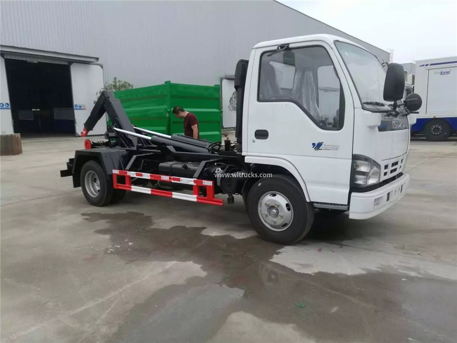 ISUZU NKR 6 ton hook arm lifting garbage truck