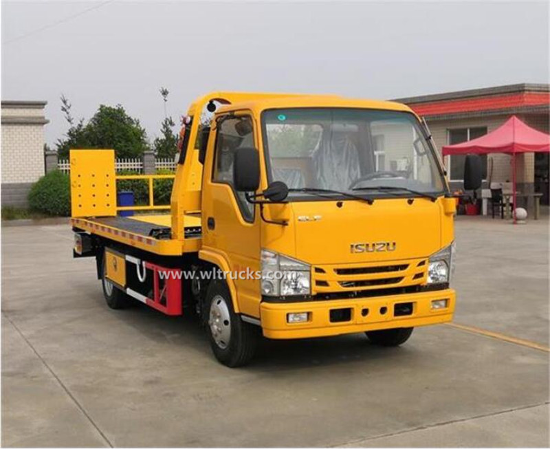 Japan Isuzu 3 ton flatbed tow truck