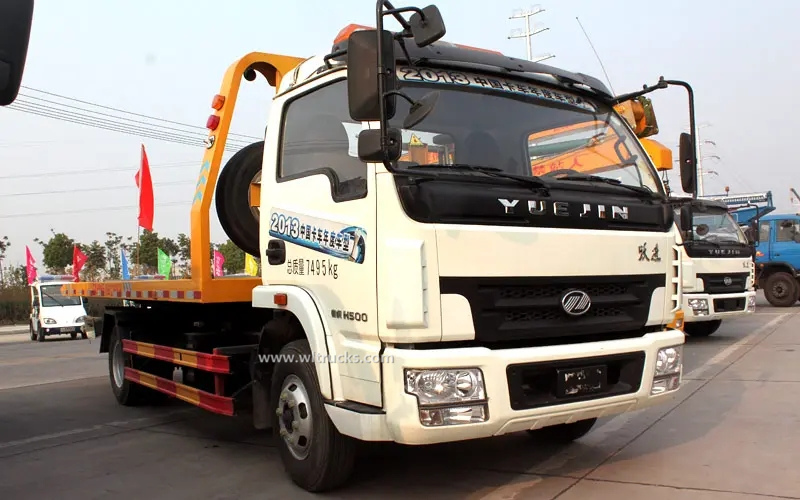 SAIC Yuejin 5 ton flat tilt tray wrecker tow truck