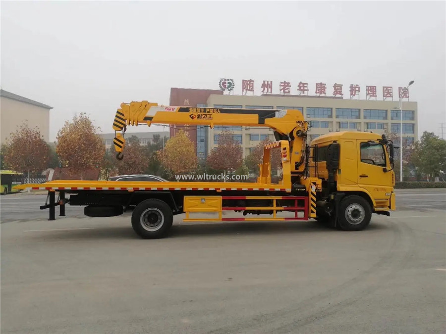 Shacman xuande 8-10 ton flatbed tow truck with crane