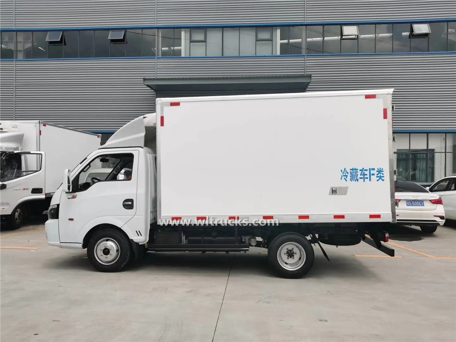 6 wheel Dongfeng gasoline 1mt mini freezer truck