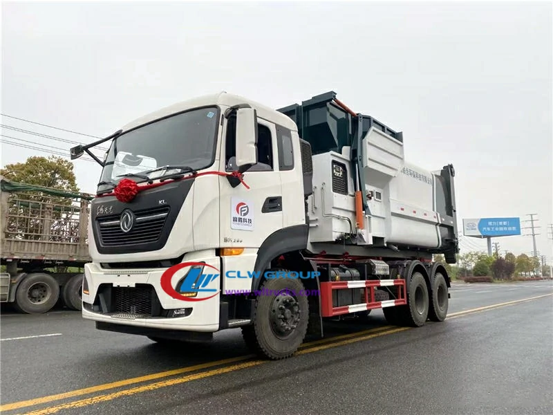 Dongfeng Kinland Hook Arm Garbage Truck with 18m3 Compressed Garbage Station